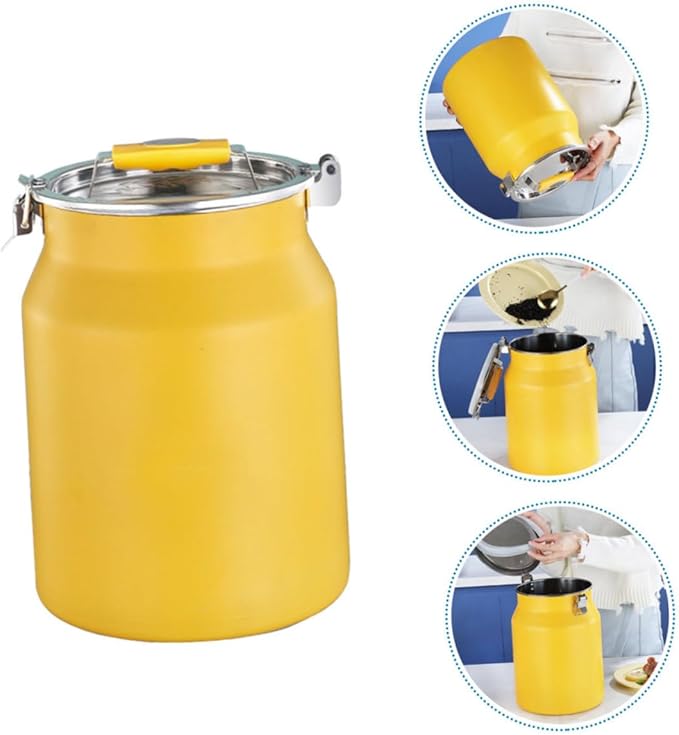 Zerodeko Stainless Steel Sealed Rice Storage Container Bucket for Home Use Multipurpose Airtight Grain and Flour Keeper with Smooth Capacity Kitchen Storage Bin for Rice Soybeans and More