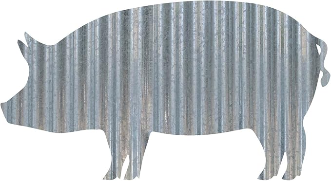 Rustic 3D Corrugated Metal Animal Signs (Pig, 24 Inch)