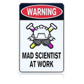 Mad Scientist Wall Decor Science Poster - 8x12" Mad Scientist At Work Warning Sign Science Gifts Mad Scientist Decor Chemistry Poster Wall Art Decor Metal Tin Sign - Aluminum Sign Science Posters