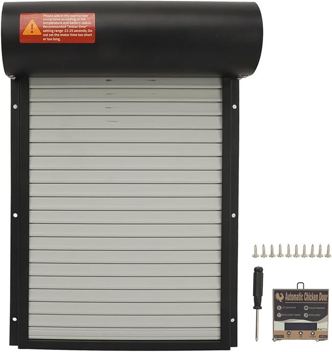 Automatic Chicken Coop Door Opener Battery Powered Timer LED Display with Programmable Controller for Chicken Duck Goose Poultry Coop (Black)