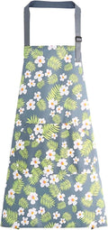 Floral Aprons with Pocket Blooming Women Waterproof Apron Adjustable Neck Long Ties Women Men Cook Baking Garden