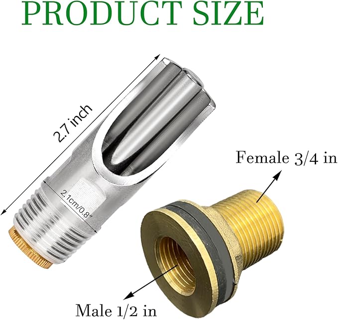 5 Pcs Pig Nipple Waterer for Barrel Kit Stainless Steel Automatic Pig Nipple Drinker Hog Drinker Feeder with Brass Water Tank Connector Kit Hog Water Nipples for Piglets Goat Waterering System