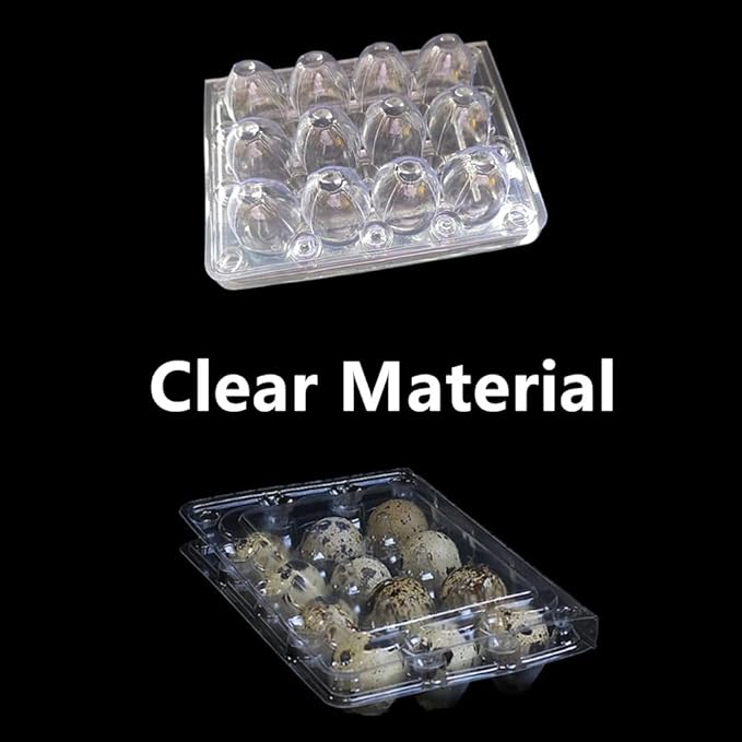 Honkenda Clear Plastic Quail Egg Cartons, 12 Tray Small Eggs Carton Holders Container, PVC Stackable Egg Storage Box with Hinge Lid, 12 Grids Egg Protection Box for Pheasant Pigeon (50 Pack)