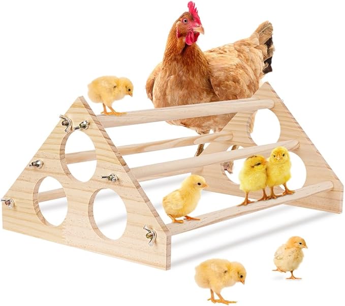 Wood Chick Jungle Gym Perch Toy for Coop & Brooder, Chicken Roosting Bar, Chick Stand Training Perch, Entertainment Wooden 16.14 X 10.63 X 7.08’’