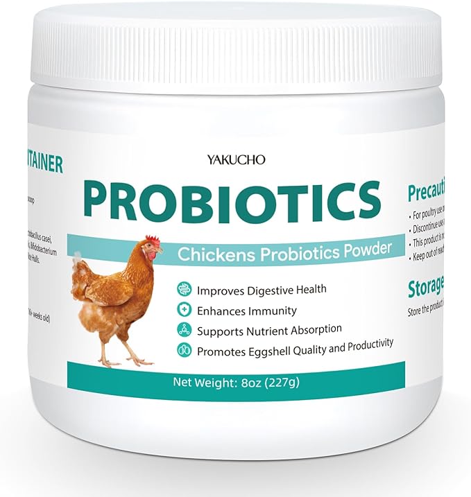 Chicken Probiotic Powder, 300 Billion CFU Multi-Strain Poultry Probiotics for Poultry, Supports Digestive Health Immune Support & Eggshell Quality, Easy Mix Feed Supplement Pullets Layers 8 oz
