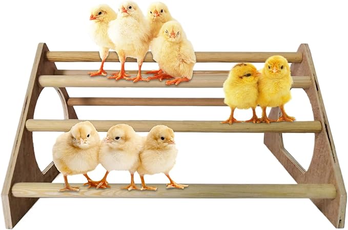 Chicken Perch with 7 Bars Wooden 14.6x10.8x7.8in Chicken Roosting Bars with Side Holes Freestanding Roost Coop Accessories Roosting for Chickens in Coop Roost