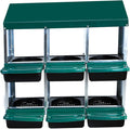 6 Compartment Metal Chicken Nesting Box, Automatic Roll-Out Egg Collection, Waterproof Galvanized Steel Laying Box, for Hens Ducks Rabbits, Green