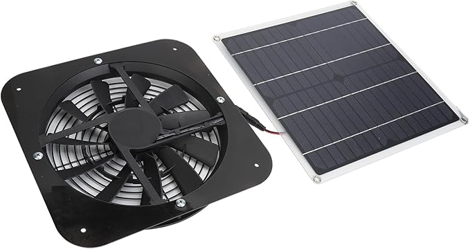 Solar Panel Fan 100W, Weatherproof Exhaust Fan with Metal Protection Mesh for Chicken Coops Greenhouses Sheds, Solar Powered with High Airflow 3000 RPM for Window Exhaust (Black)