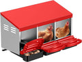 Aivituvin Chicken Nesting Box, 3 Compartments Chicken Egg Laying Box, Metal Nesting Boxes with Swing Perch for Chickens, Roll Away Egg Collection for Chicken Coop (Red)