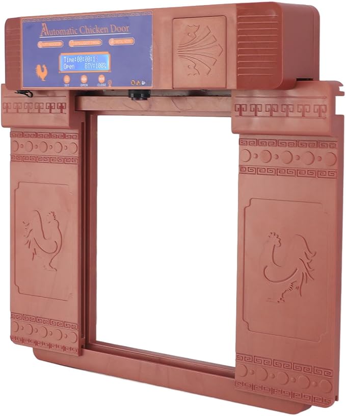 Automatic Chicken Coop Door Opener with Timer and Manual Mode Double Open Type LED Display Infrared Sensor Anti Pinch for Chicken Duck Goose Poultry Farm (US Plug)