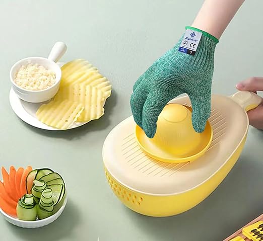 Cutting Gloves, Food Grade Level 5 Protection, Safety Kitchen Cut Gloves for Oyster Shucking, Fish Fillet Processing, Mandolin Slicing, Meat Cutting and Wood Carving. (Green-Large 2 Pairs)