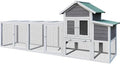 123" Large Wooden Chicken Coop with Run for 4–6 Chickens, Outdoor Hen House with Nesting Box, Sliding Tray, Ramp and Lockable Doors, Weather-Resistant Poultry Enclosure for Backyard, Farm,Gray