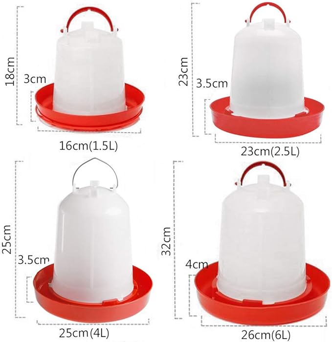 Chicken Feeder Waterer Baby Chick Drinker Feeder with Carrying Handle Capacity 2.5 L Chicken Water Feeder Pet Supplies