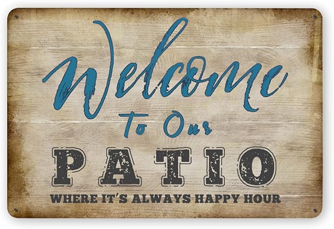 Harooni Vintage Metal Welcome Patio Sign - 12x8inch
