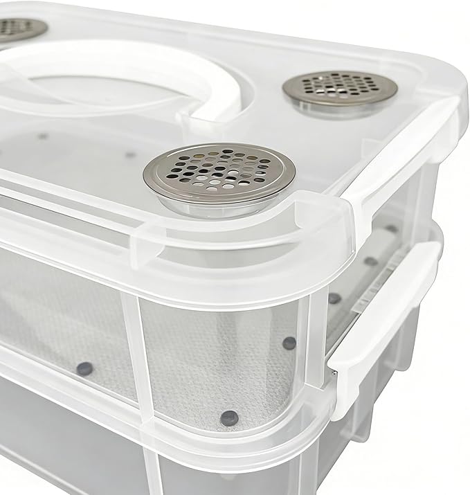 Mealworm Breeding Kit Rearing Container Worm Farm Box Superworm Habitat Feeder Storage for Bearded Dragon Birds Chickens Frogs Lizards Reptiles Sugar Gliders