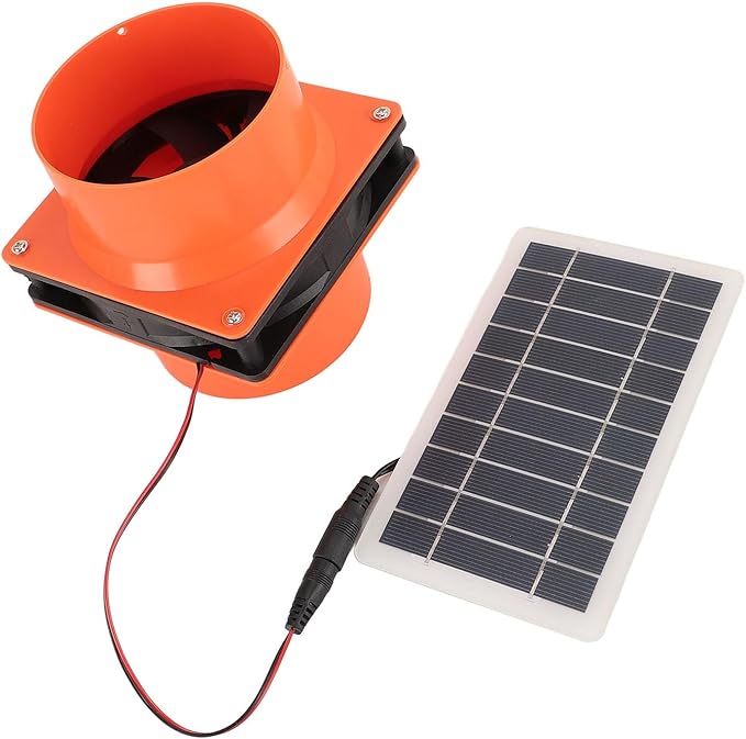 10W Solar Powered Exhaust Fan Kit with 5V Monocrystalline Silicon Solar Panel for Pet House Chicken Coop Ventilation