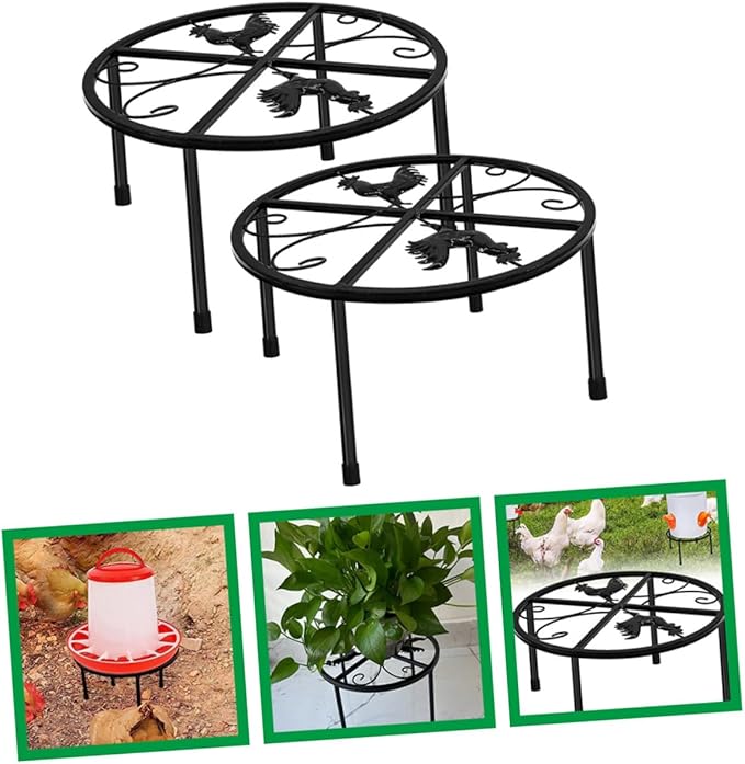 Garneck 2pcs Sturdy Metal Chicken Feeder Support Rack Coop Waterer Holder Accessories for Chick Dust Bath