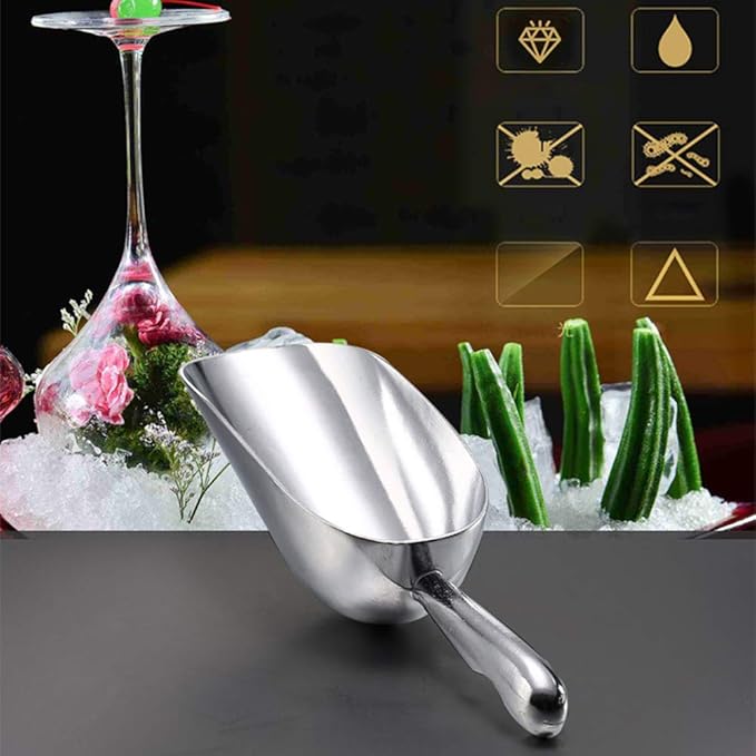 Ice Cube Scoop Cast Aluminum Shovel Scoops Multipurpose Kitchen Spoon For Ice Maker Freezer Coffee Bean Food 24 oz 1