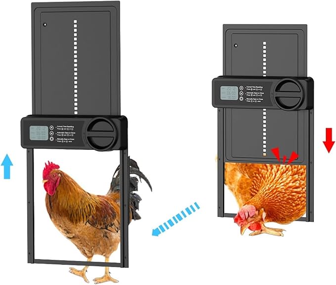 Automatic Chicken Coop Door Solar Powered, Display Automatic Chicken Door with Timer & Light Sensor,Solar Chicken Coop Door(Bundle3)