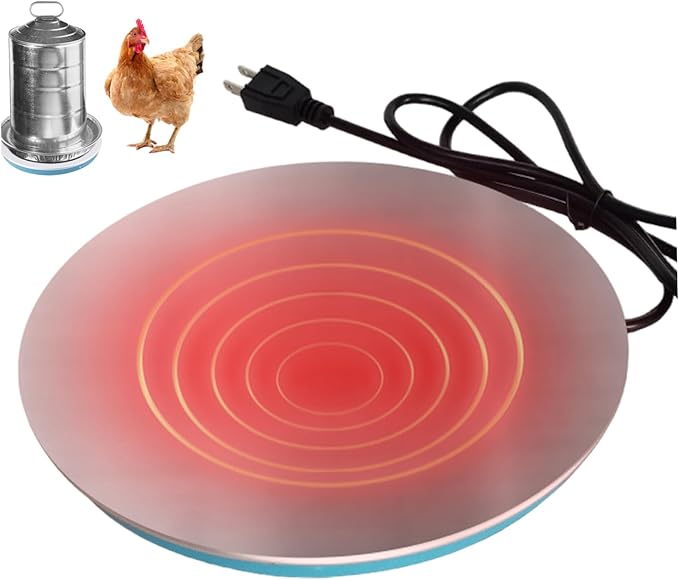 Chicken Water Heater, 110V Heated Waterer for Chickens Winter Use, Automatic Thermostat Control Heating Plate for Ducks Birds (10 inch) Heated Chicken Waterer, Coop Accessories, W