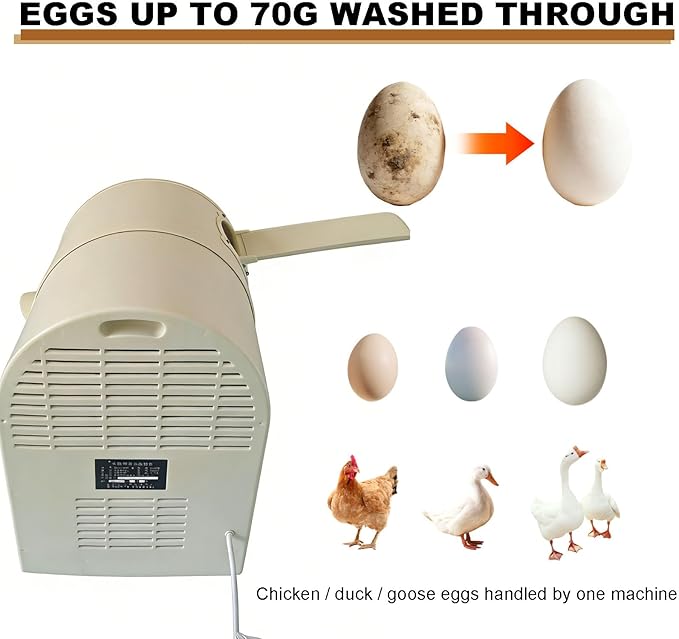 Electric Egg Washing Machine, Home/Commercial Automatic Egg Cleaning Machine, Egg Brushing Machine with Roller Brush for Chicken Duck Goose Egg (Single-barrel)