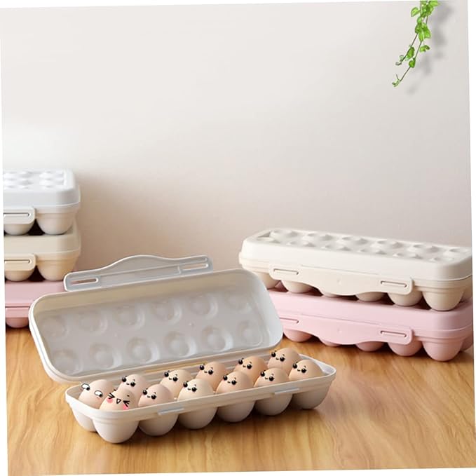 COHEALI Stackable Egg Storage Container 12 Grids Egg Holder for Refrigerator Sturdy Shatterproof Tray Box Practical Kitchen Organizer