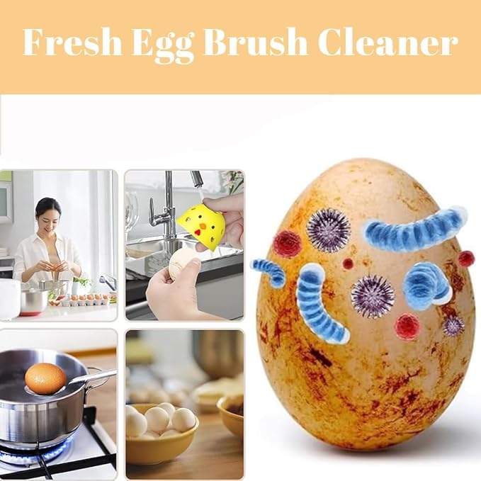 Fresh Egg Brush Cleaner, Silicone Good Egg Cleaner Scrubber for Fresh Eggs, Reusable Egg Washer for Fresh Eggs,Cleaning Tools for Egg Washer (Yellow 2Pack)