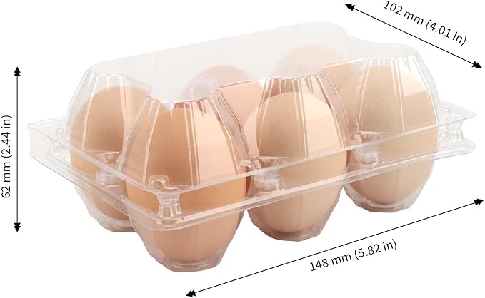 JAPCHET 150 Pack Clear 6 Egg Carton, Empty Plastic Egg Cartons for Chicken Egg Storage and Transport for Kitchen, Market and Farm