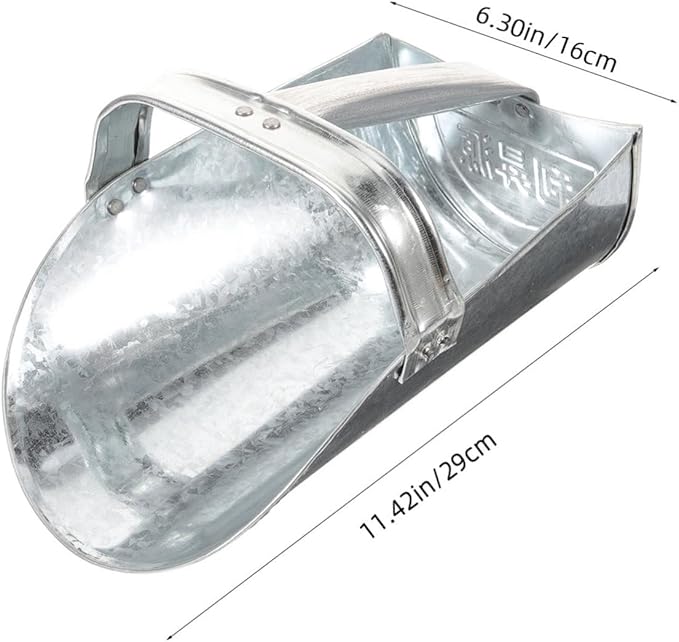 POPETPOP Stainless Steel Feed Scoop for Livestock Large Heavy Duty Food Shovel Ergonomic Handle for Farm Use Poultry and Animal Feeding