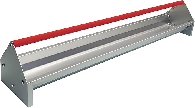 Chicken Feeding Trough 45 Inch, Heavy Duty Galvanized Steel Coop Feeder with Crossbar & Drainage Holes, Large Capacity Metal Poultry Trough Feeder for Ducks, Birds Red