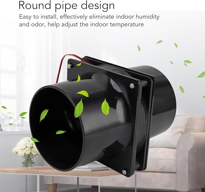 Solar Powered Exhaust Fan for Round Pipe, 10W 12V Solar Panel Ventilation Fan Kit for Outside, Greenhouse, Attics, Chicken Coop, Garage, Basement