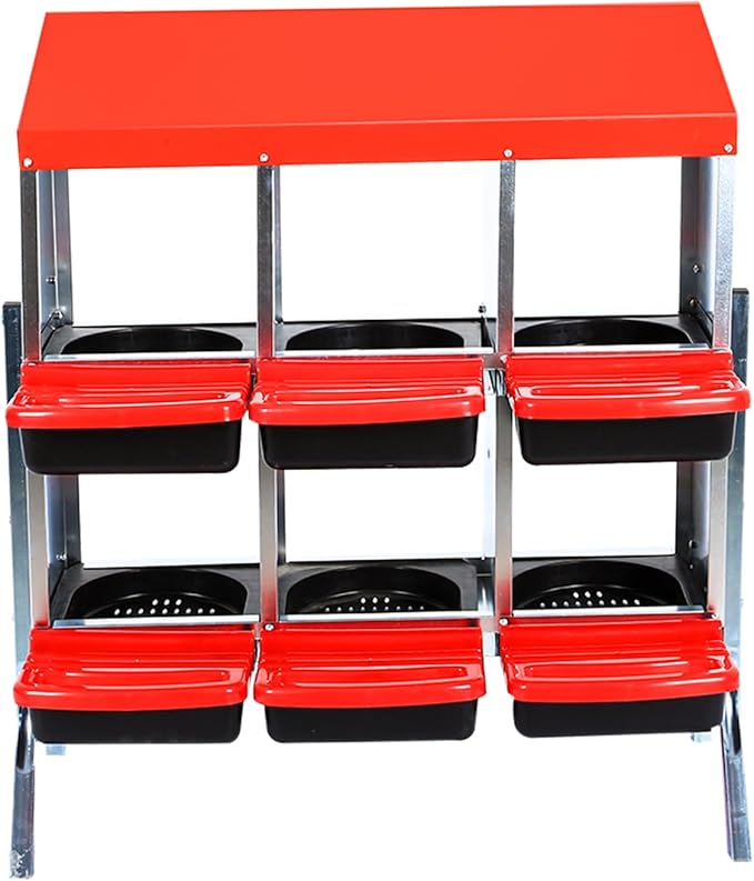 Wall-Mountable Galvanized Steel Chicken Nesting Boxes, 6/8Hole Metal Laying Box with Ventilated Design, Roll Away Egg Collection Tray, Weatherproof Hen Roosting Boxes for Coop