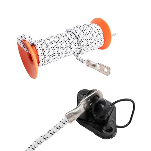Electric Fence Bungy Gate Kit, Electrified Bungee Gate Handle with Elasticized Rope for Livestock, Insulators Temporary System, Easy Installation