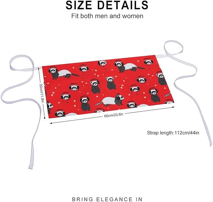 Unisex Apron for Cooking Server Waitress Half Waist Apron with 3 Pockets