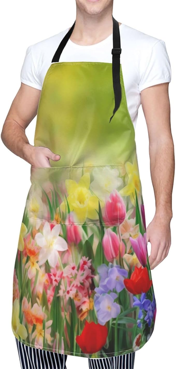 Shark Jumping Home Aprons 2 Pockets 33"×28" for Men Women, Ocean Sea Waterproof Kitchen Cooking Bib