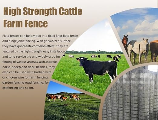 3.2ft X 100ft 14 Gauge Heavy Duty Woven Wire Farm Fence - Close Mesh Steel Wire Animal Barrier for Cattle, Pigs, Sheep, Horses | Rust Proof Deer Fencing & Livestock Protection for Small Farm