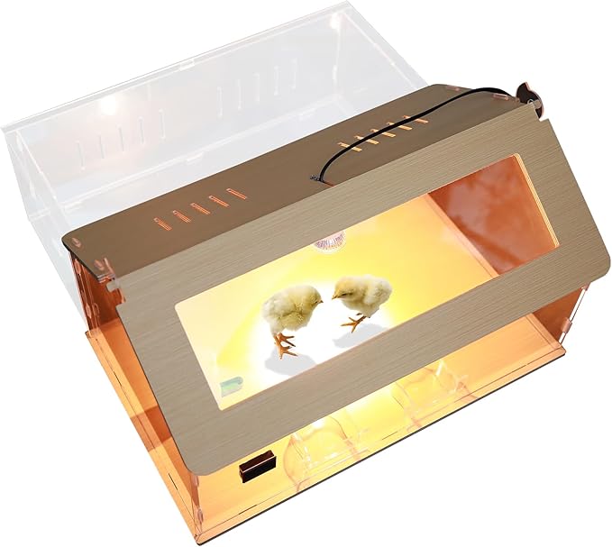 Large Intelligent Newborns Chick Brooder Box Quail Cage Egg Incubator Tortoise Habitat 40-50 Chick Starter Kit,5-in-1 with Adjustable Temperature Control,Feeder,Waterer,Heat Lamp