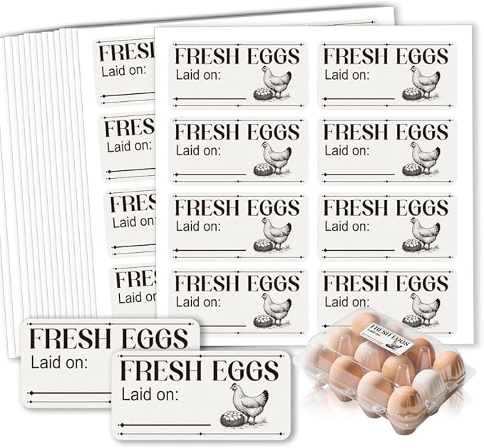 160 Pcs Farm Fresh Eggs Carton Labels, Rectangle Please Return Egg Carton Labels Waterproof PET Adhesive Egg Packaging Sticker for Box Container Farm Supplies