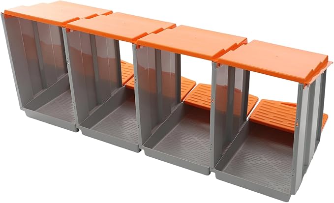 Chicken Nesting Box, 4 Compartments PP Nesting Box, Wall Mountable Nesting Boxes with Inclined Top, Drain Holes & Resting Platform for Chicken and Poultry to Collect Eggs