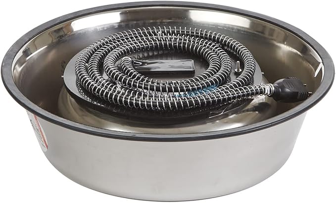 API® Heated Dog Bowl | No-Freeze Outdoor Stainless Steel Metal Thermal Heated Pet Bowl for Cats, Dogs, and Farm Animals | Made in USA (Stainless Steel, 5 Quart)