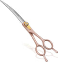 TOPGOOSE Professional Curved Dog Grooming Scissors 7.5'' 440C Stainless Steel Pet Cutting Shears Safety Trimming Shearing for Dogs Cats (Rose Gold, Curved Shear)