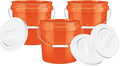 House Naturals 2 Gallon Food Grade Made in USA- BPA Free Bucket Pail Orange with White Screw On lids (3, Orange & White lids)