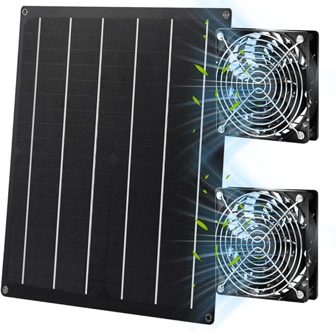 Solar Fan for Chicken Coop, 20W Solar Powered Fans with Dual IP65 Waterproof Fans for Outside solar panel kit