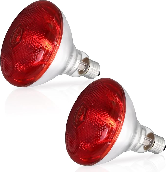 250W Red Heat Lamp Bulbs Infrared Flood Light for Chicken (2-Pack), Heat Light Bulb for Brooder Coop, Chickens Chicks Puppies Reptiles Livestock Poultry Use E26 Base