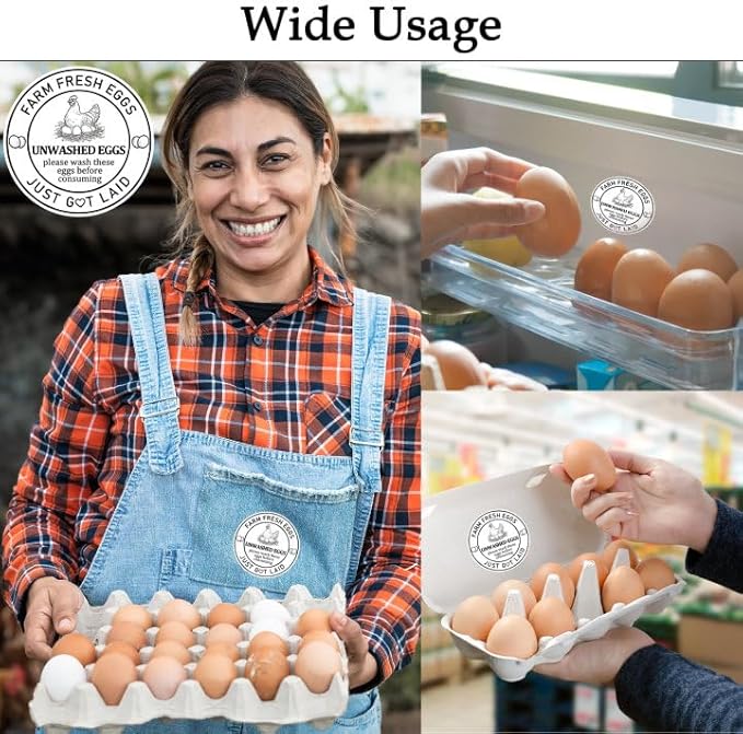 Louise Maelys 2Inch Eggs Stickers 500Pcs Farm Fresh Egg Stickers,Unwashed Eggs Labels Perfect for Small Businesses and Farm Farmers Markets