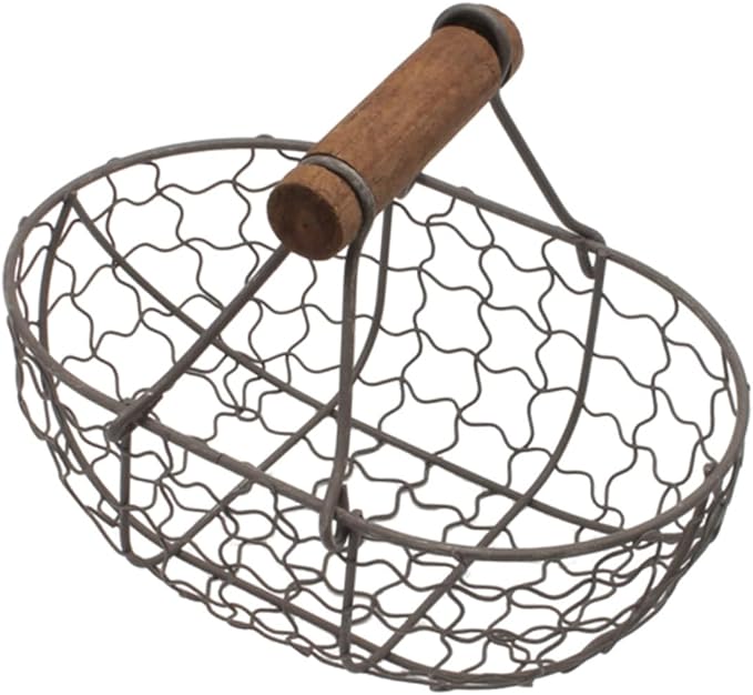 UPKOCH Large Retro Storage Basket Creative Wire Holder for Fresh Eggs Vintage Style Container with Handle Farmhouse Decorative Storage Solution for Kitchen and Countertop