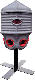 CoopWorx Feed Silo II, 40 lb Capacity, Rotomolded HDPE with UV-8 Stabilizer, Aluminum Post Mount, 6 Feed Ports, Lockable Hinged Lid, for Chicken Feed Storage