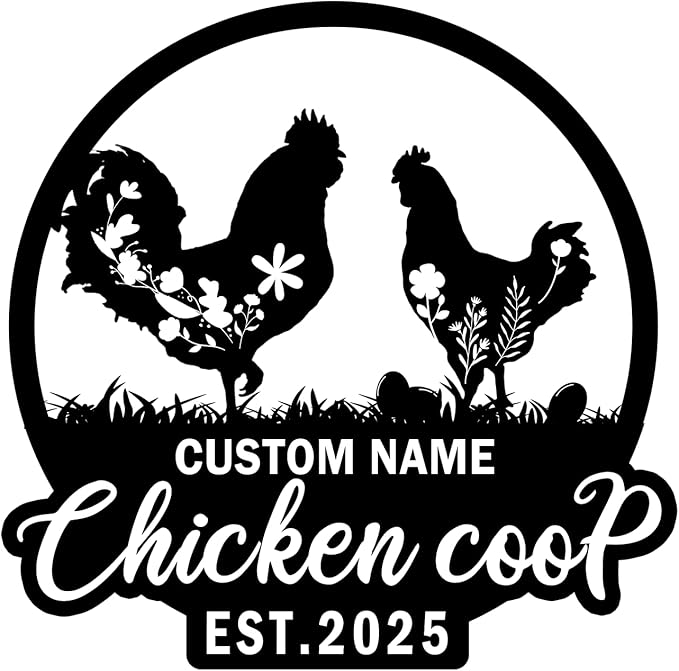 Custom Chicken Coop Metal Sign, Personalized Farmhouse Wall Decor, Vintage Fluffy Butt Hut Decor, Custom Name Sign for Farm, Gifts for Chicken Lovers