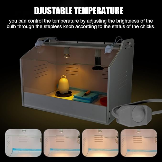 Brooder Box for Chicks Heat Up 20 Chicks Starter Kit Chicken Coop ChickenCage Heat Plate Incubators for Chicken/Duck/Bird/Lizard Heating (M/58 * 40 * 42cm)