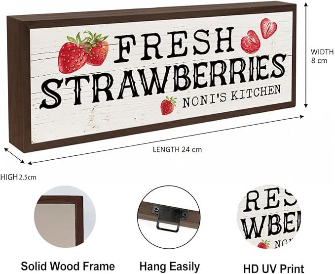 Noni's Kitchen Wood Sign, Country Style Home Decor for Kitchen, Wall Decors Art, Framed Wooden Hanging Signs, Housewarming Gift, Gift for Noni Mom Grandma 9.5x3.1x1 inches